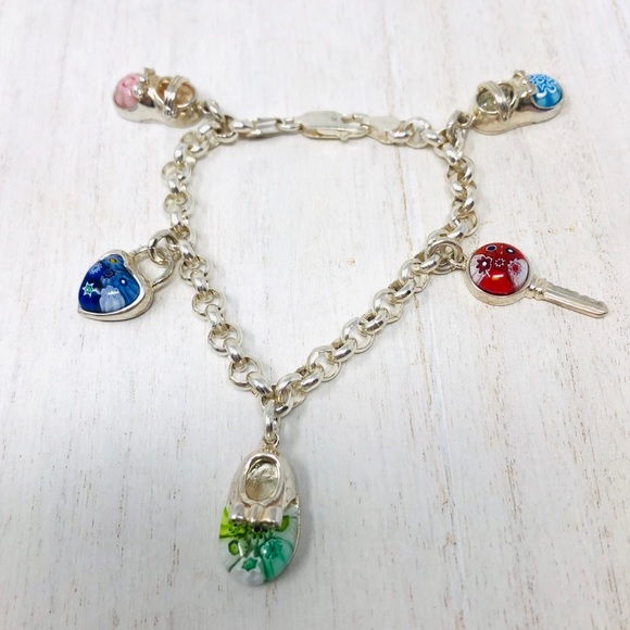 Alan K Millefiori Murano charm bracelet rare made in Italy